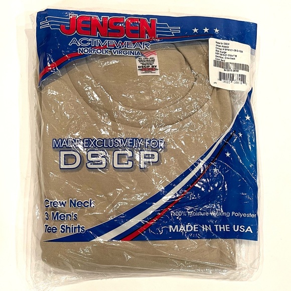 Jensen for DSCP Pack of 3 Crew Neck Short Sleeve Sand Tee Shirts Mens XL NEW - Picture 4 of 7